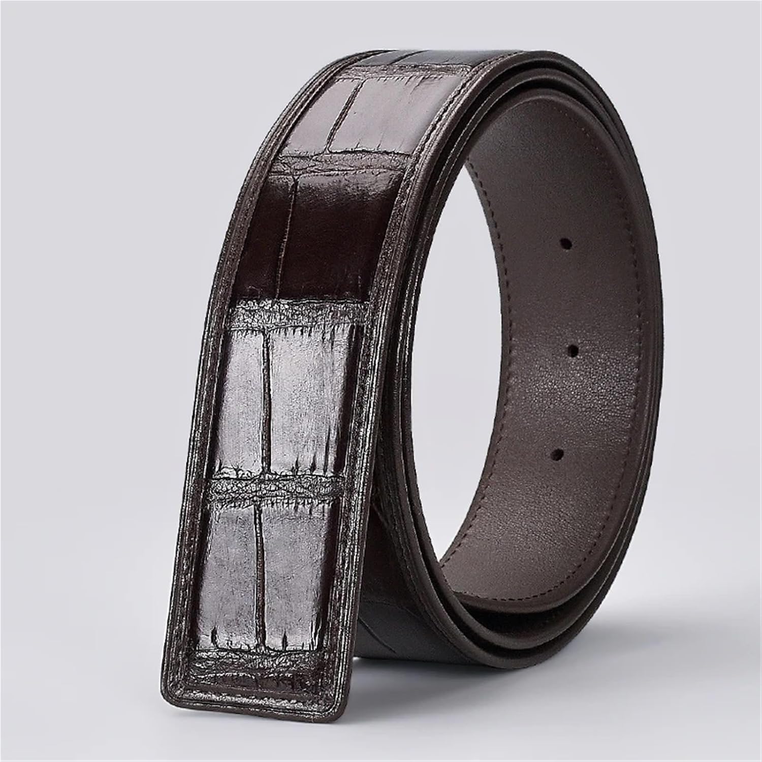 1 PCS Leather Belt Without Buckle Headless Men's Pants Belt(Brown,110cm)