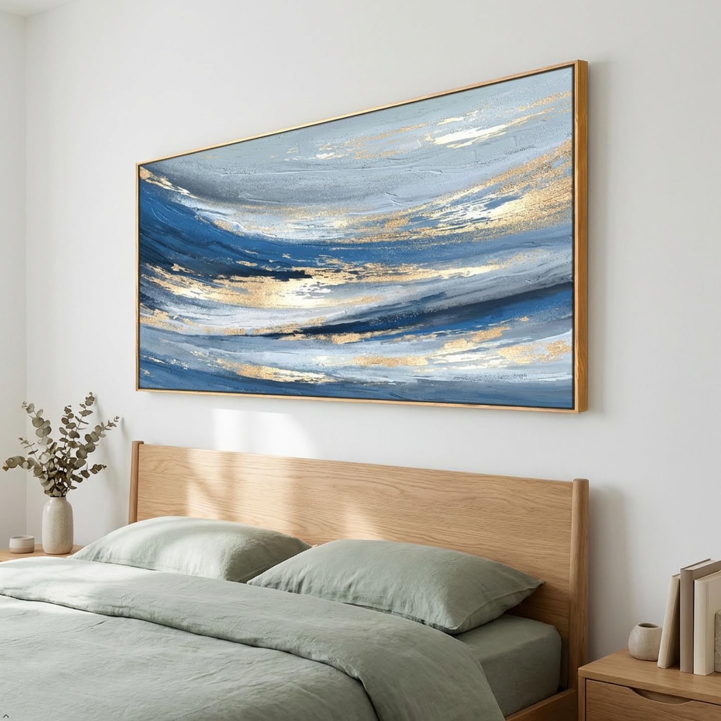 Abstract Wall Art Canvas Paintings Blue Fantasy Modern Large Framed Artwork Decor for Living Room Bedroom Office Painting Home Decor 20'x40'
