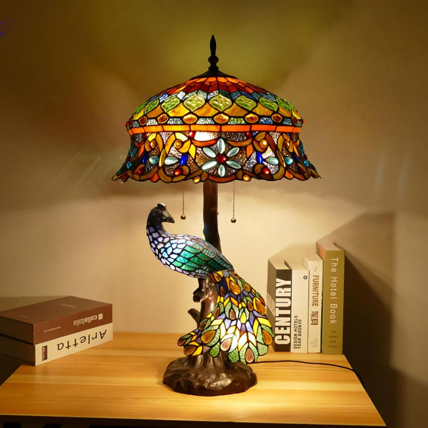 Tiffany Style Straw Hat Lamp Shade Replacement 18 Inch Wide Victorian Style Stained Glass Lampshade for Table Desk Floor Pendant Light Accent Lamp
