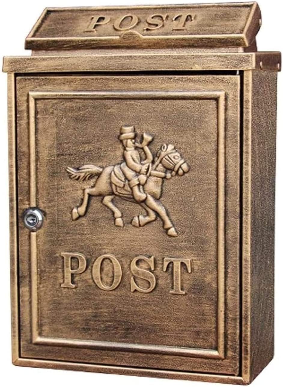 Suggestion Box Safe Lock Box Ballot Box Donation Box Lockable Letter Box Mailbox Large Retro Mailbox/Post Box/Metal Furnished Letterbox Parcel Box Drop Box (Color : Bronze)