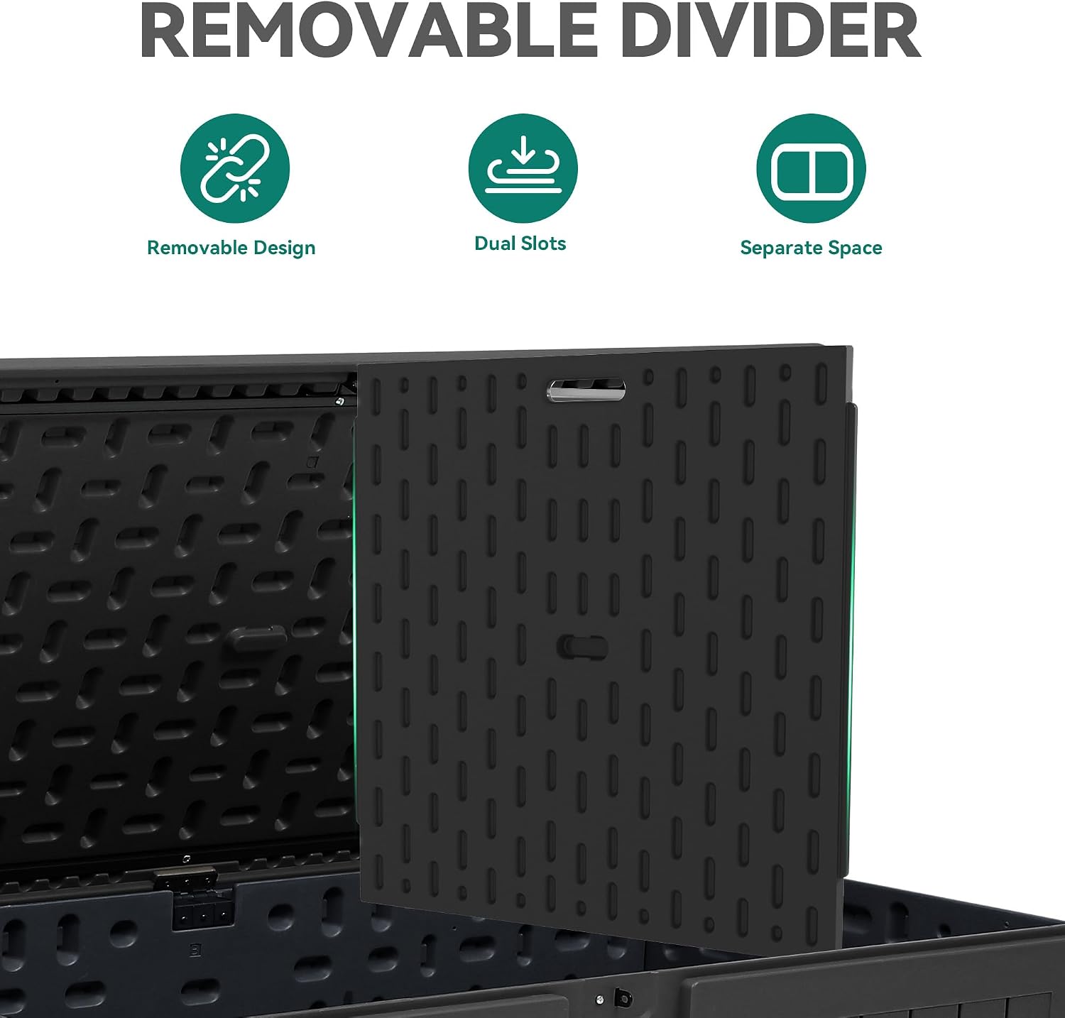 YITAHOME 220 Gallon Double-Wall Deck Box with Divider & Side Handles, Outdoor Large Storage for Patio Furniture Cushions, Garden Pool Accessories, Water Resistant & Lockable(Black)