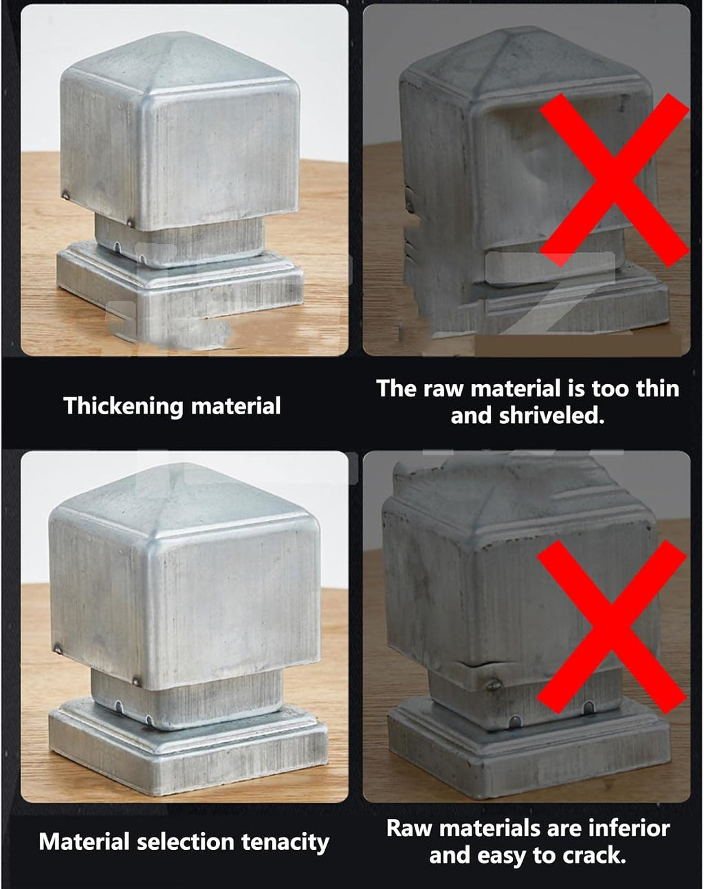Post Cap 4Packs Post Caps, Fence Post Caps Post Cover Cap Square Top for Outdoor Garden Fences, Lamp, Deck, Mailbox Posts Patio Decoration,120x120mm