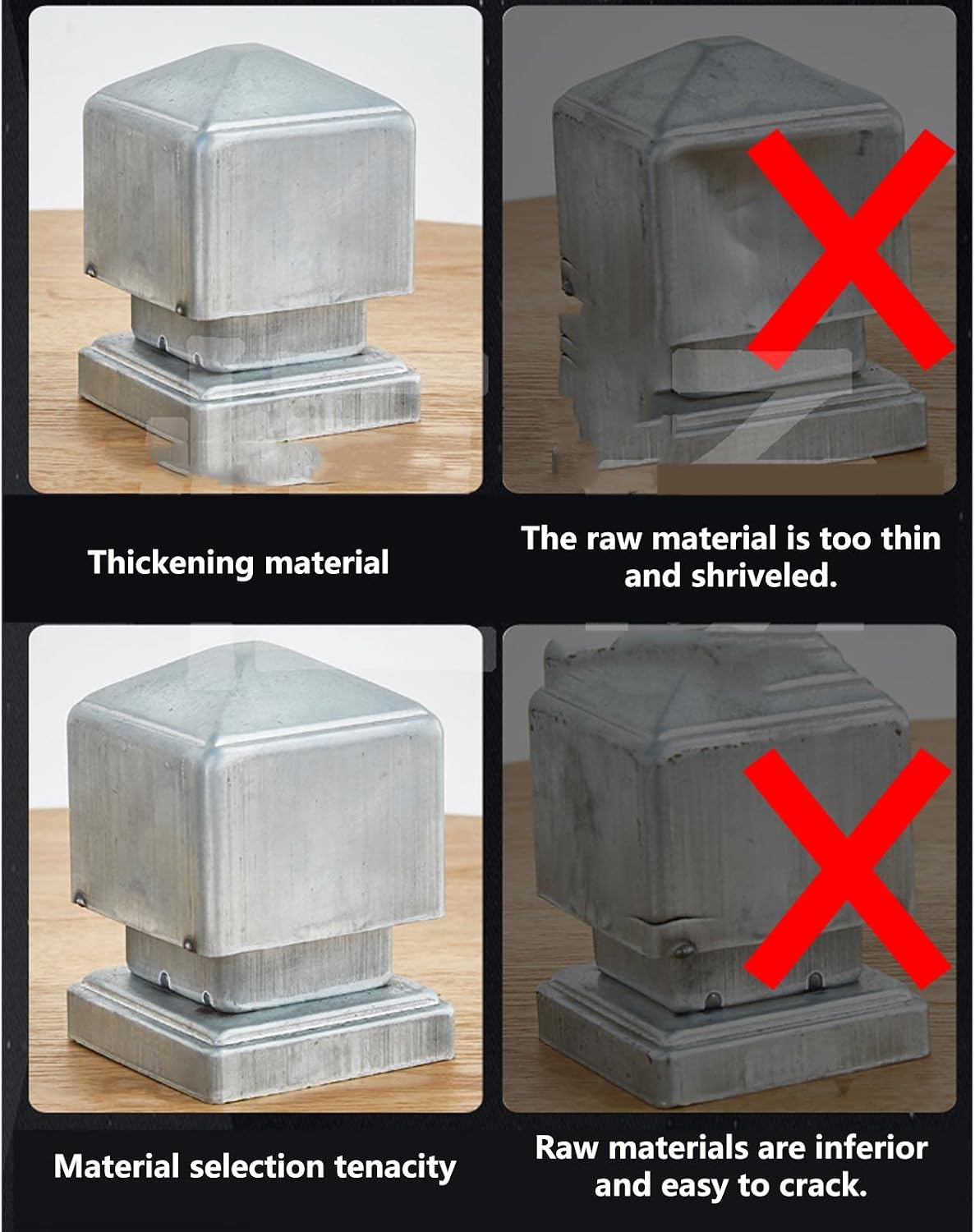 Post Cap 4Packs Post Caps, Fence Post Caps Post Cover Cap Square Top for Outdoor Garden Fences, Lamp, Deck, Mailbox Posts Patio Decoration,120x120mm