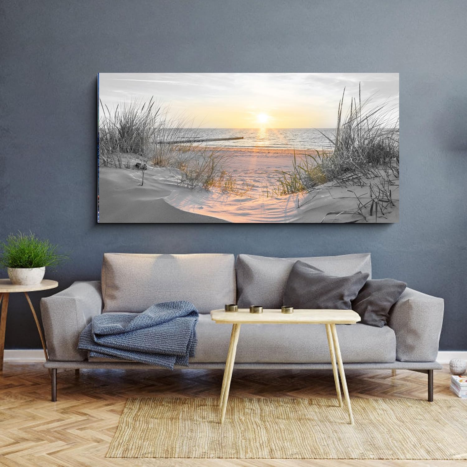 Yxbhhym-Large Wall Decor Living Room Black and White Sunset Beach Prints Art Ocean Picture Coastal Decor Seascape Artwork Sea Painting Poster Bedroom Wall Art Framed Office Home Decoration