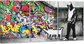 Novatique Banksy Canvas Wall Art Graffiti Pictures Wall Decor Abstract Painting Pop Art Wall Decor Street Art Canvas Print for Living Room Bedroom, 24'x 36'x 3Pcs