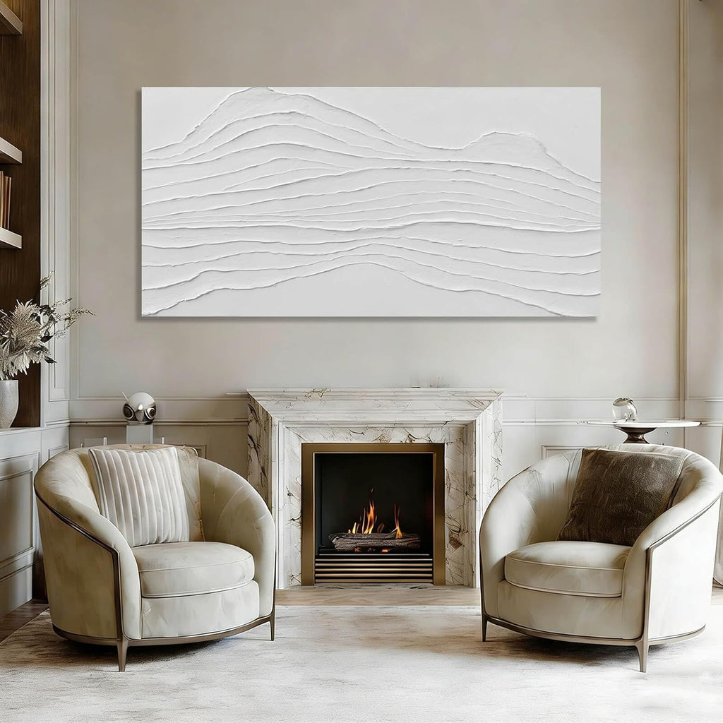 GAIDUOMAI Large Abstract Wall Decor White Line Wall Art Textured Minimalist Poster Contemporary Wall Painting for Living Room Office Bedroom 29'x 58' Hallway Decor