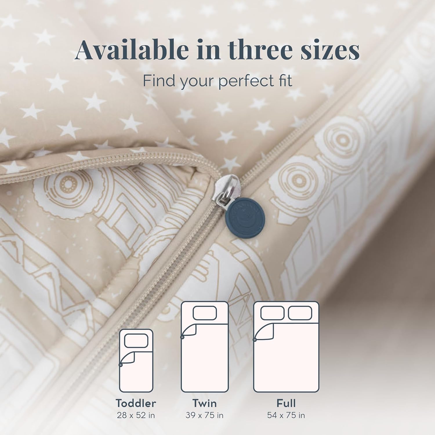 Beddy's Mack Trucks Theme Durable Zipper Bedding for Kids - Bed in a Bag - Tan Sheets & Comforter with Construction Trucks & Cars - Includes 2 Pillowcases & 2 Shams - Easy to Make & Wash - Full