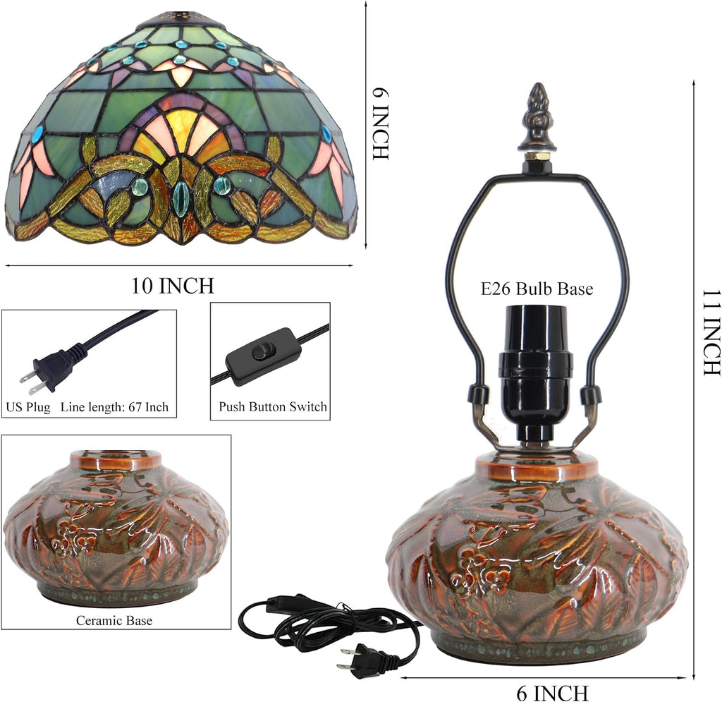 Small Tiffany Table Lamp Mini Mushroom Stained Glass Lamp Memory Sympathy lamp 10X11 Inch (Baroque Style)