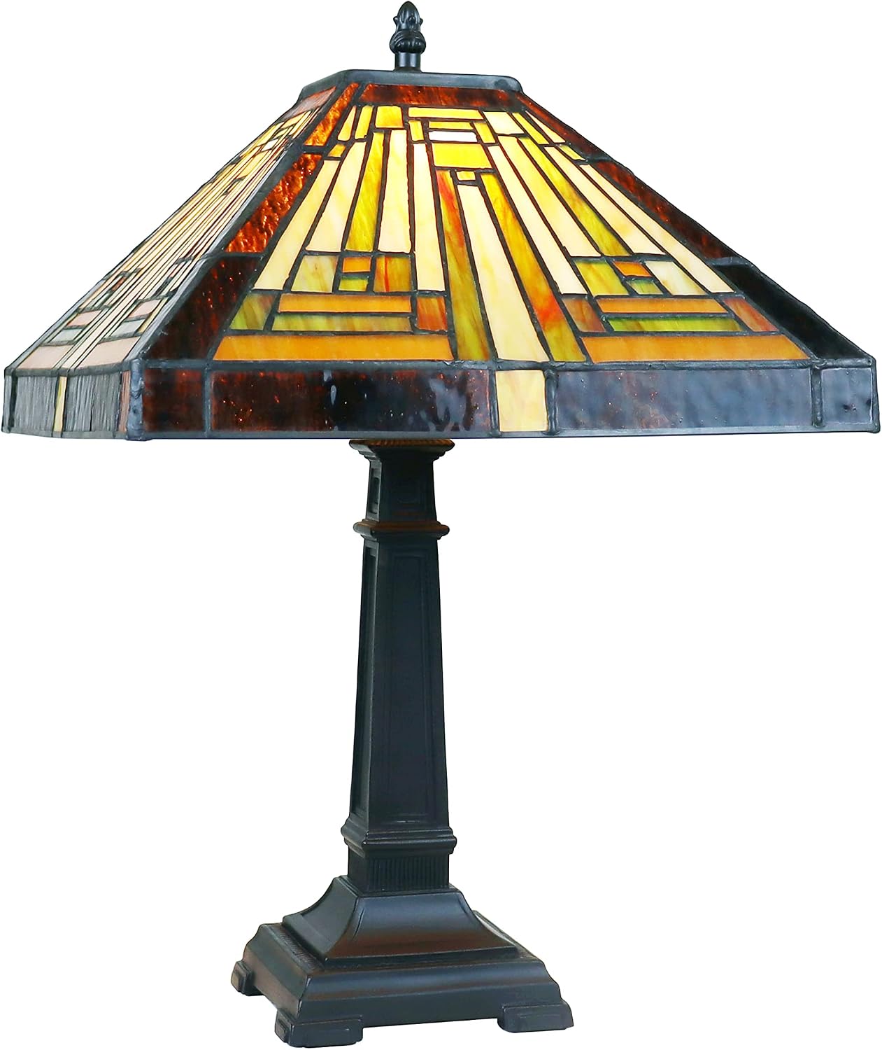 Chloe Lighting Innes Mission Tiffany-Style Blackish Bronze 1 Light Table Lamp 12' Wide