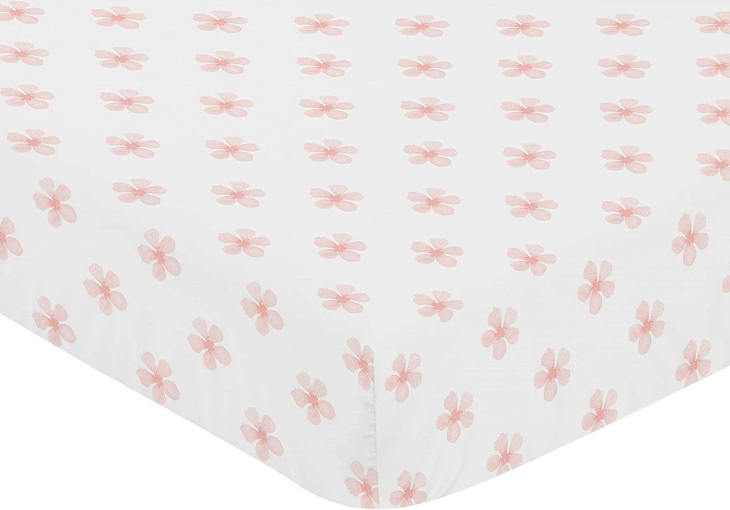 Sweet Jojo Designs Burgundy Watercolor Floral Baby Girl Nursery Crib Bedding Set - 4 Pieces - Blush Pink, Maroon, Wine, Rose, Green and White Shabby Chic Flower Farmhouse