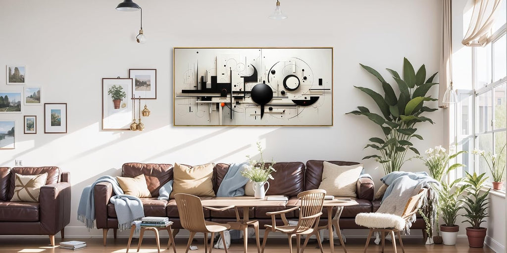 abstract Wall Art Black And White Modern Artwork Geometric Line Art Canvas Painting Wall Decor for Living Room Bedroom Dining Room Home Office Decor 30'x60' with Framed…