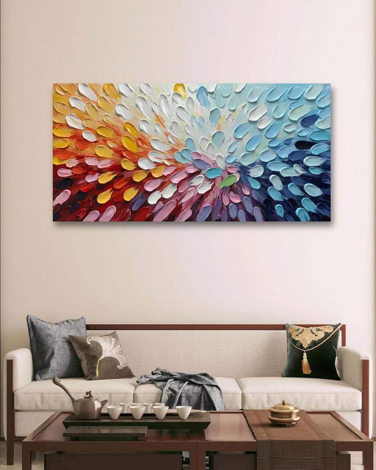 V-inspire Art, Modern Abstract Oil Painting on Canvas, 30x60 inches, Wall Art for Living Room, Bedroom, Kitchen, Home Decor