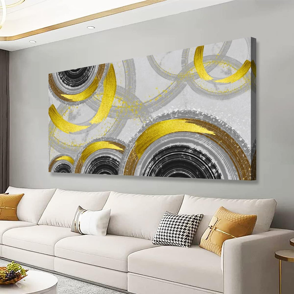 Yellow Abstract Smart Line Pictures Canvas Wall Art for Living room Bedroom Wall Decor,Smart Line Wall Art Print Paitnings for home Decor,Morden Artwork Line Drawing Canvas Art -70x35inches