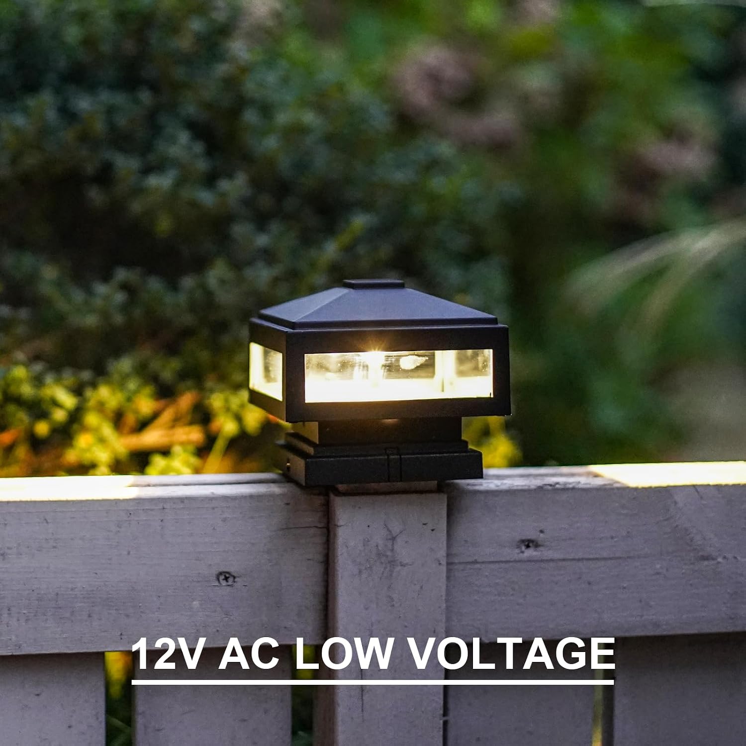 GOODSMANN Landscape Lighting 8PK Low Voltage Post Cap Lights Outdoor Lights 3W LED 150 Lumen 3000K with Cable Connectors 2 Bases for 6X6 (Actual 5.5' x 5.5') and 4X4 (Actual 3.5' x 3.5')