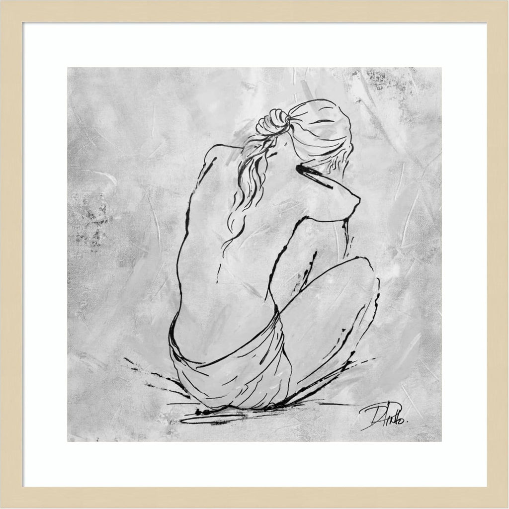 Amanti Art Framed Wall Art Print 21x21 Nude Sketch I by Patricia Pinto, Abstract Wall Art, Modern Contemporary Decor, Medium Poster Painting Artwork for Living Room, Bedroom, Bathroom, Kitchen,