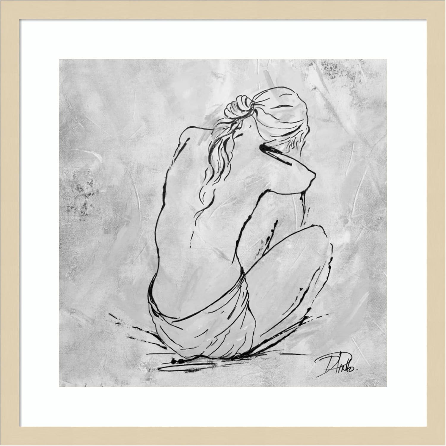 Amanti Art Framed Wall Art Print 21x21 Nude Sketch I by Patricia Pinto, Abstract Wall Art, Modern Contemporary Decor, Medium Poster Painting Artwork for Living Room, Bedroom, Bathroom, Kitchen,
