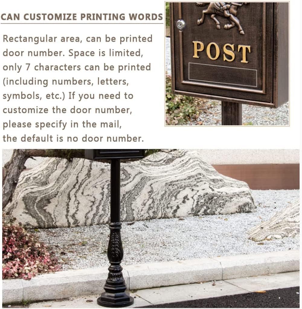 Key Drop Box Vintage Post Box with Lock and Key Mailboxes with Cover for External Curbside Locking Security Mailbox Post Mount Drop Box Easy to Install