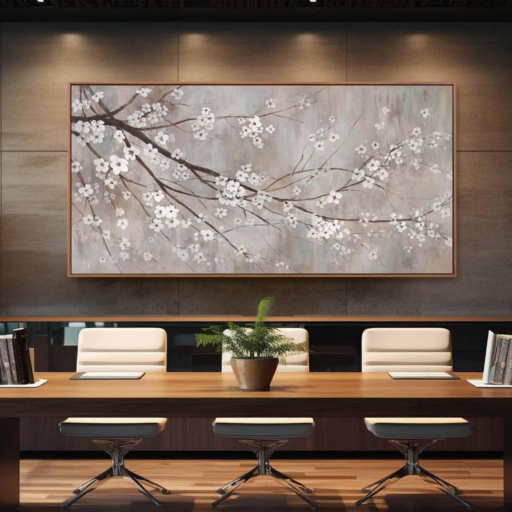 Floral Wall Art Framed Flowers Prints Poster Artwork Plum Blossom Pictures Extra Large Arts 36'x70' for Living Room