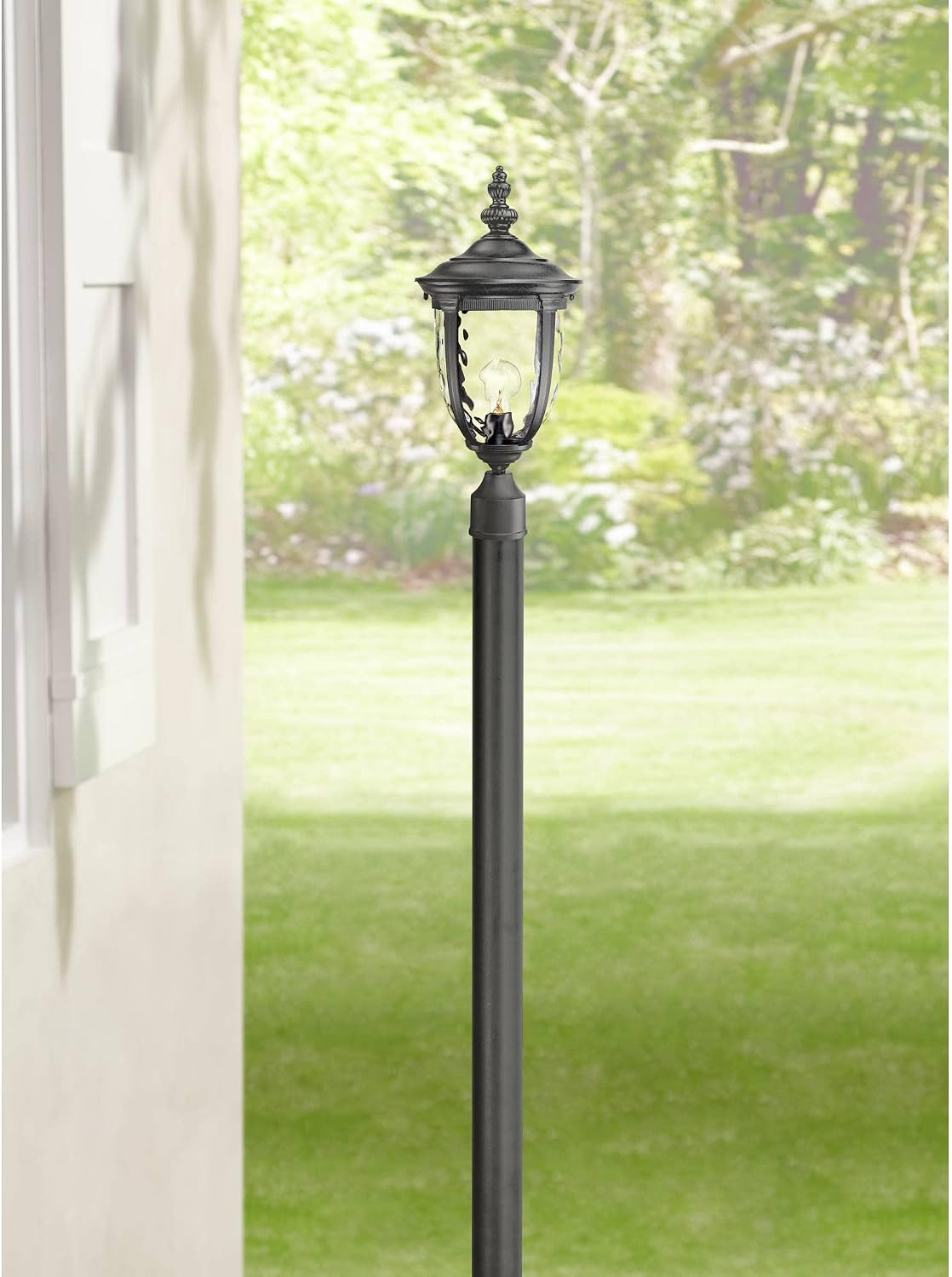 John Timberland Modern Outdoor Direct Burial Post Light Pole Black Die-Cast Metal 84' Accessories for Exterior House Porch Patio Outside Deck Garage Yard Garden Driveway Home Lawn Walkway