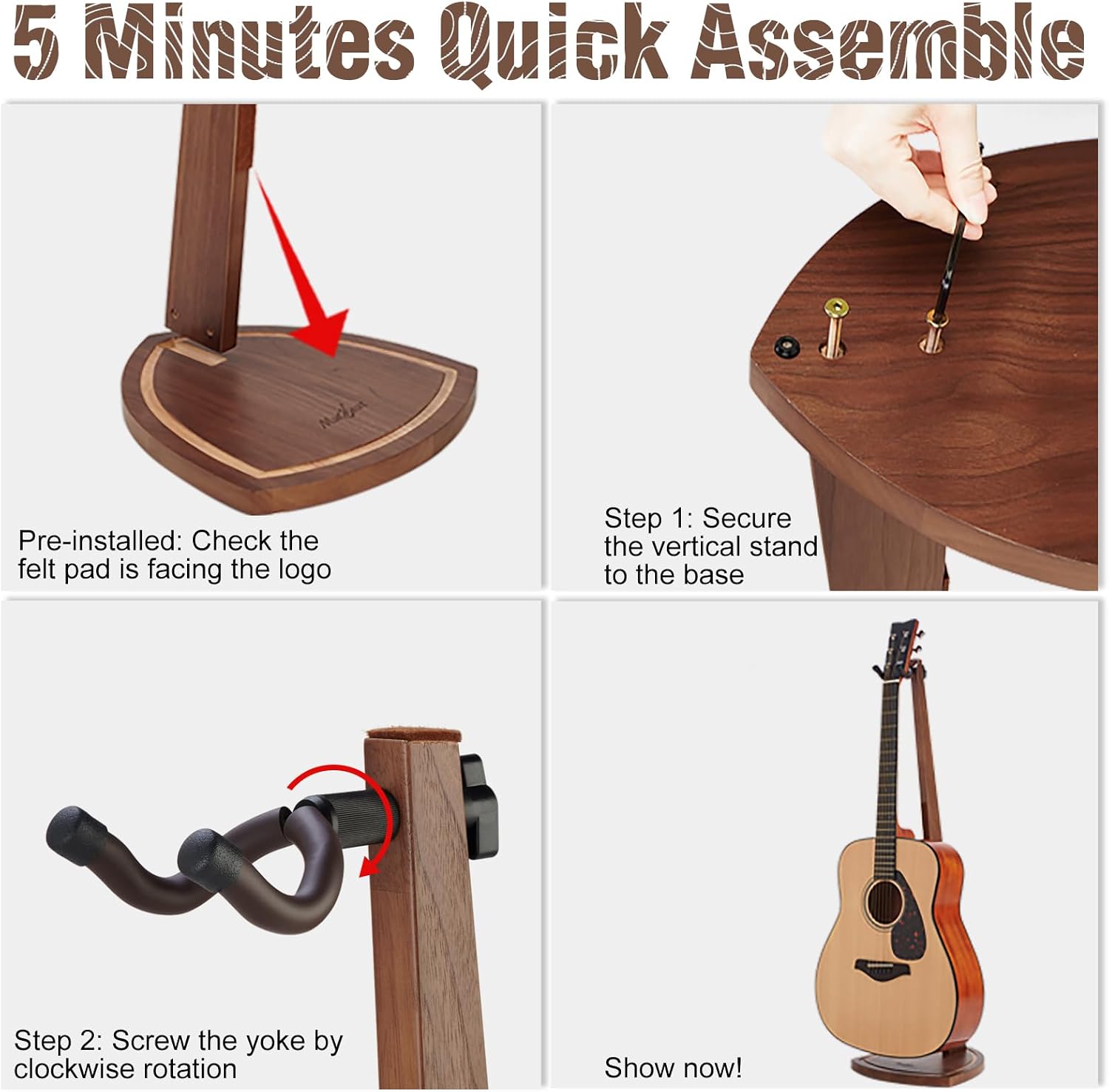 Double Guitar Stand, 2 Pack Guitar Stand for Acoustic Guitar, Dual Guitar Stand for 2 Guitars, Wooden Guitar Stand Floor for Electric Guitar, Wood Guitar Stand for Men, Guitar Accessories
