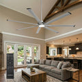 100 Inch Ceiling Fans with Lights and Remote, Industrial Ceiling Fan for Living Room Shop Garage DC Motor Large Outdoor Ceiling Fans for Patios, Dimmable, Timer, 7 Aluminum Blades, Reversible Airflow