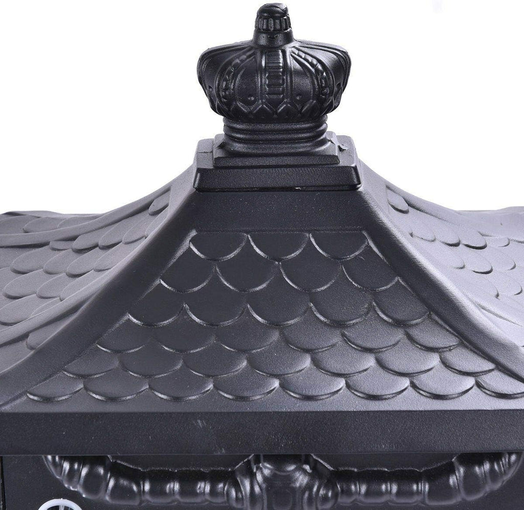 Black Color, Heavy Duty Mailbox Postal Box Security Cast Aluminum Vertical Pedestal, Mail Box