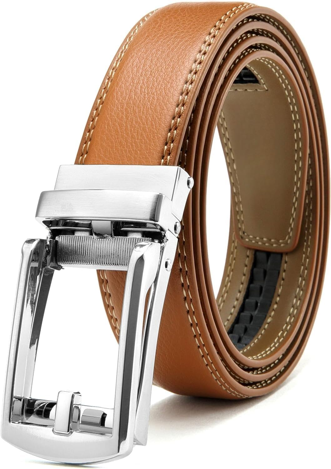 Comfort Click Ratchet 1 1/4' Genuine Leather Dress Belt Men Perfect Shoes Executive.