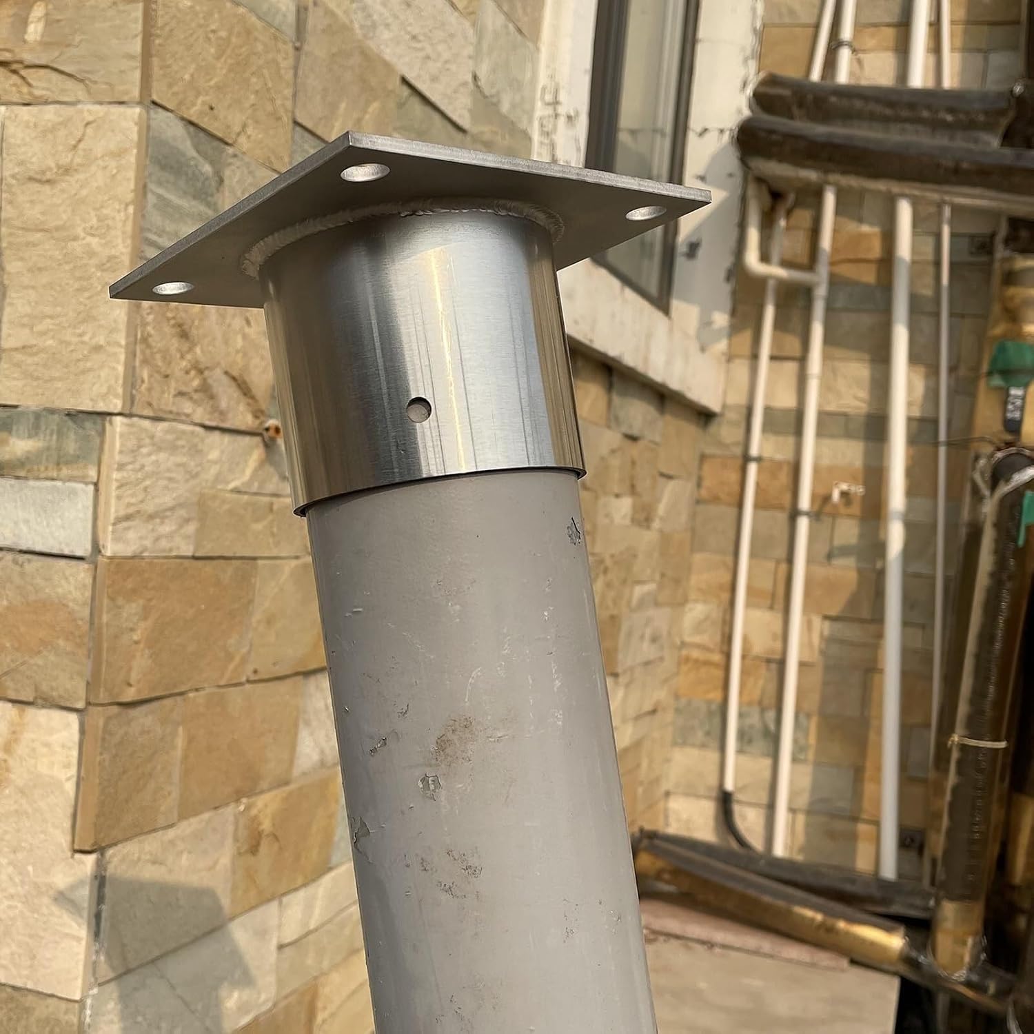 Post Base 2x2 4x4 6x6 8x8 Wood to Concrete, Strong Tie Post Sleeve Surface Mount Kit/Porch Mailbox Fence Column Protector/Round Anchor, 2/3/ 4/5/ 6/10/ 12 Pcs(6pcs,Dia 70 mm/2.8 in)
