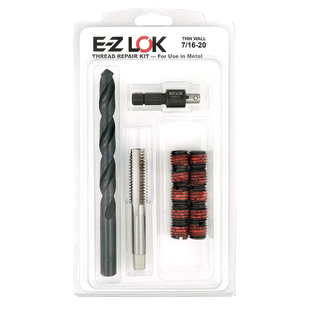 E-Z LOK EZ-310-720 Thread Repair Kit for Metal Carbon Steel Threaded Inserts 7/16-20 and Installation Tools