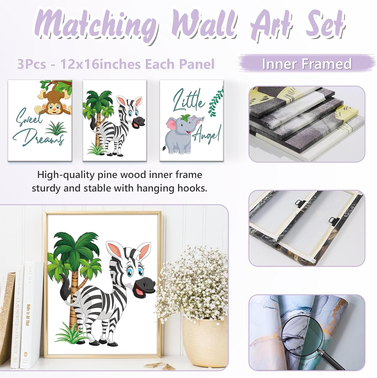 Personalized Baby Crib Bedding Set, 5 Pcs Custom Name Nursery Bedding Set for Girls Boys, Jungle Animals Baby Crib Set for Toddlers Infants, Double Layer Bedding Crib Sets Customized Gifts