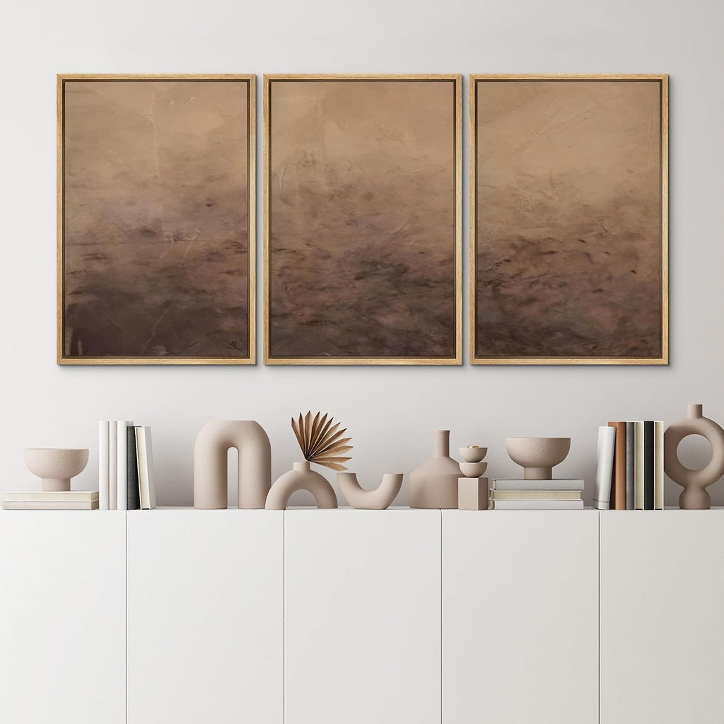 MUDECOR Framed Canvas Print Wall Art Minimalist Earthy Neutral Brown Abstract Illustrations Realism Decorative for Living Room, Bedroom, Office - 24'x36'x3 Natural