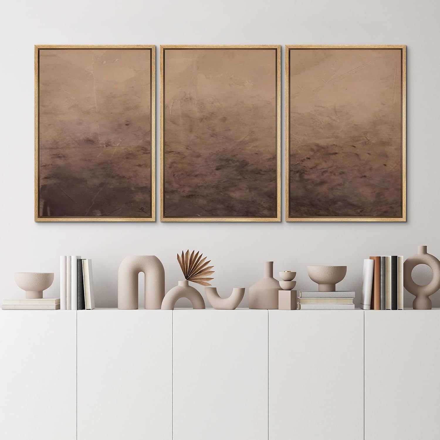 MUDECOR Framed Canvas Print Wall Art Minimalist Earthy Neutral Brown Abstract Illustrations Realism Decorative for Living Room, Bedroom, Office - 24'x36'x3 Natural