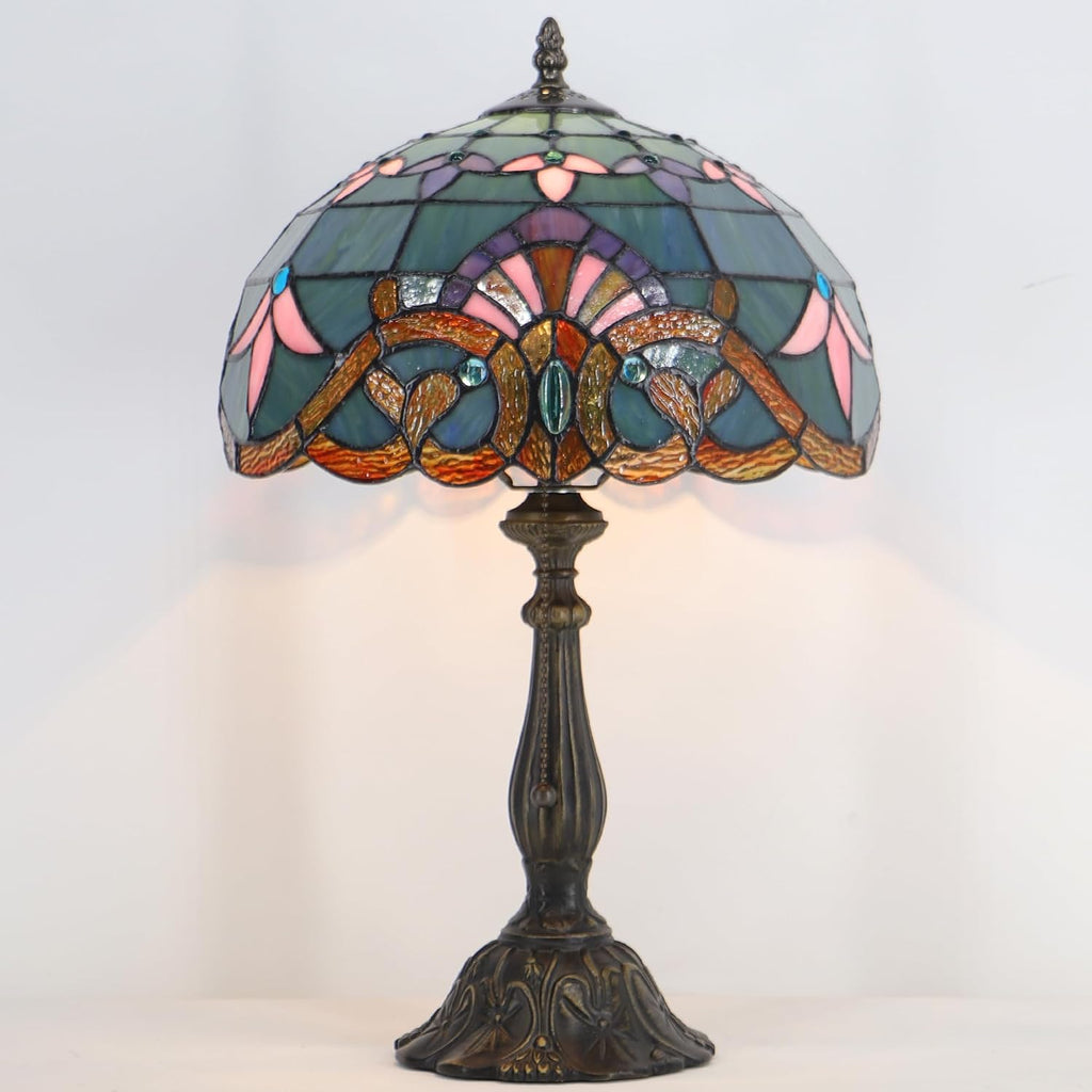 Tiffany Style Lamp Stained Glass Table Lamp Memory Sympathy Desk Reading Light 12X19 Inch (Baroque Style)