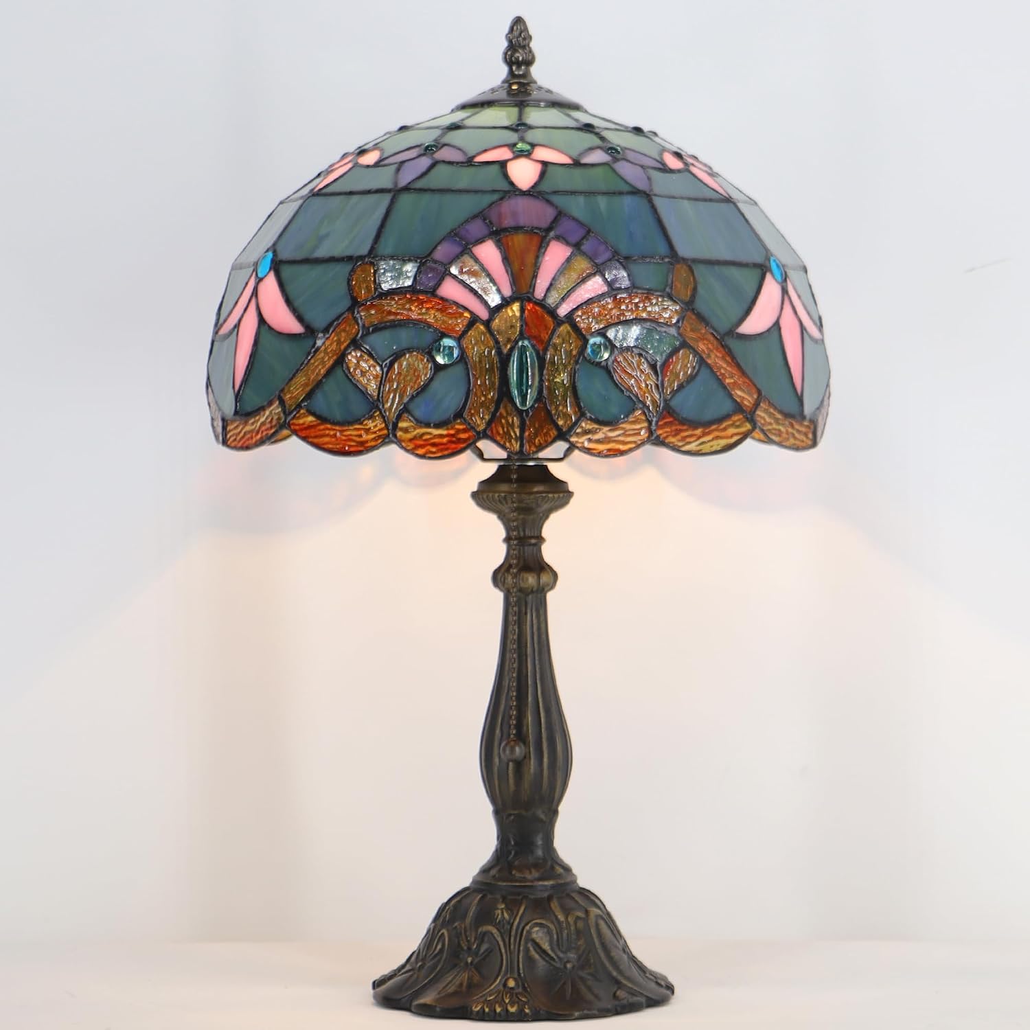 Tiffany Style Lamp Stained Glass Table Lamp Memory Sympathy Desk Reading Light 12X19 Inch (Baroque Style)