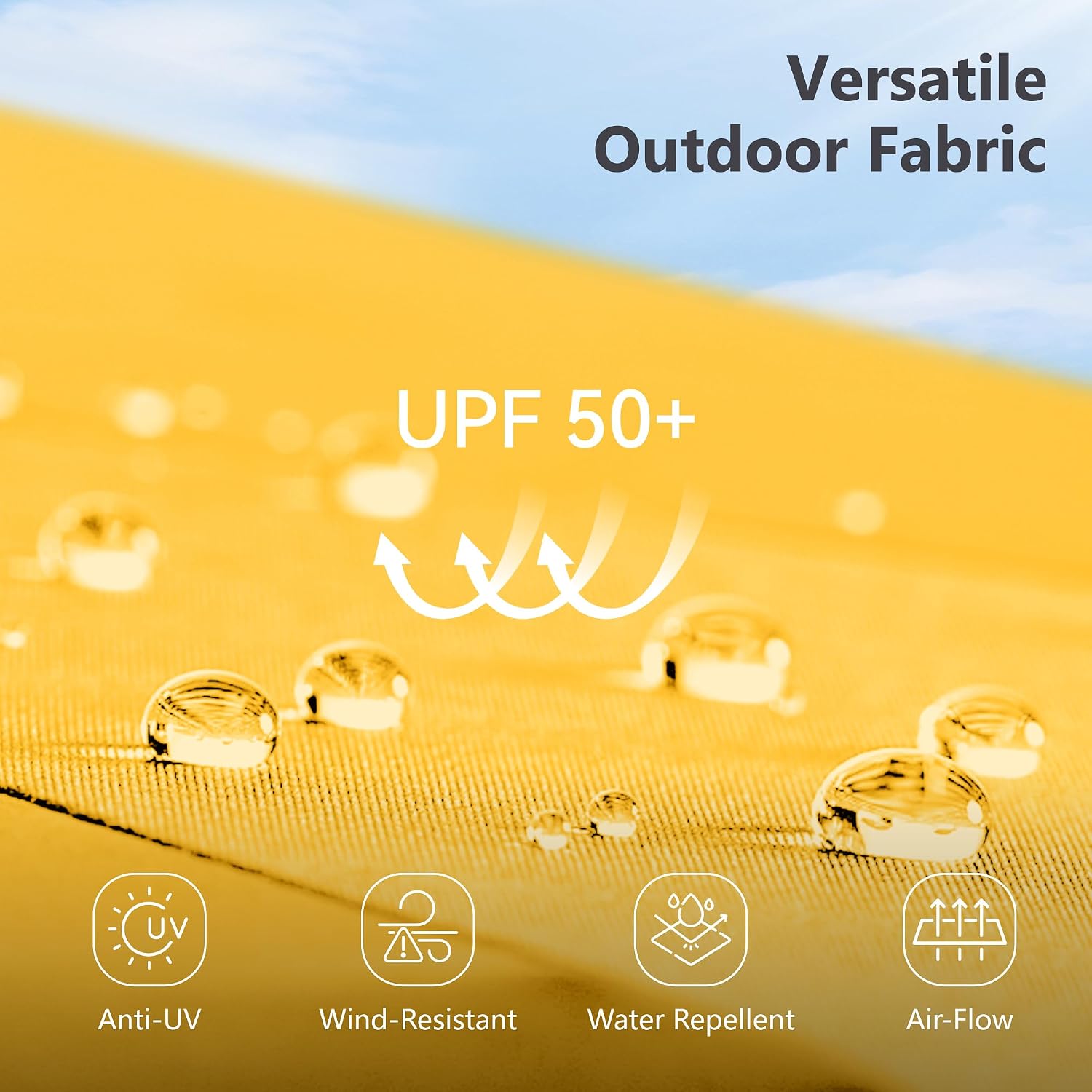 MFSTUDIO 15ft Double Sided Patio Umbrella with Solar Lights, Outdoor Large Umbrellas with Crank Handle and 36 LED Lights, Rectangular Market Umbrella with Base Included for Deck Pool, Gold Yellow