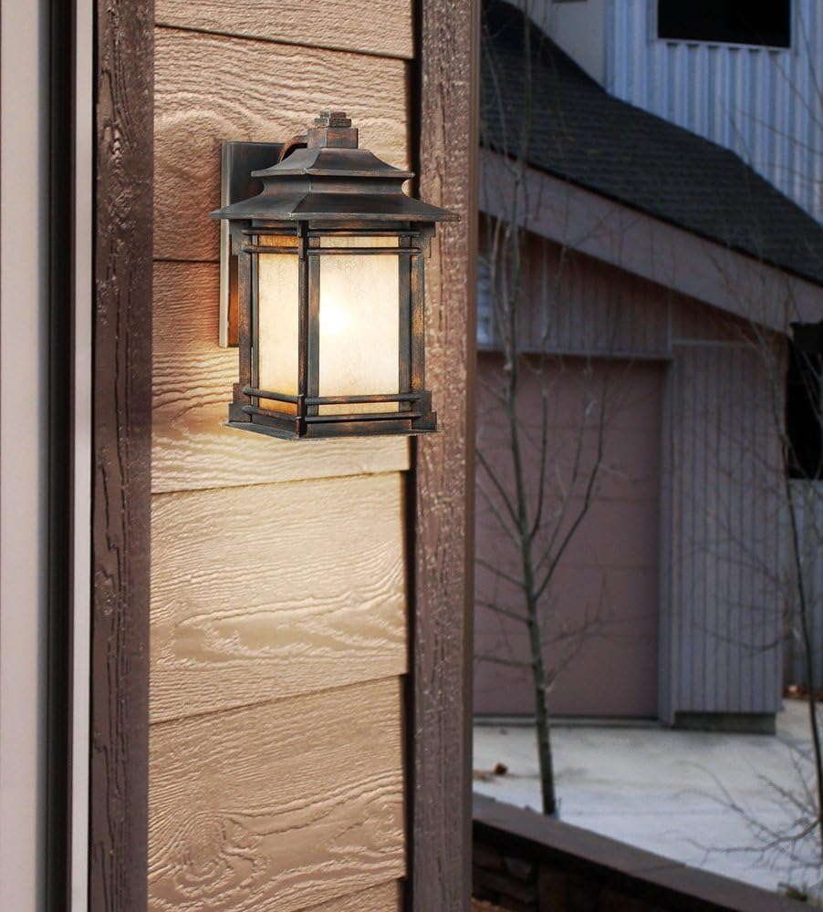 Franklin Iron Works Hickory Point Farmhouse Rustic Mission Outdoor Wall Light Fixture Walnut Bronze 12' Frosted Cream Glass for Exterior Barn Deck House Porch Yard Patio Outside Garage Front Door