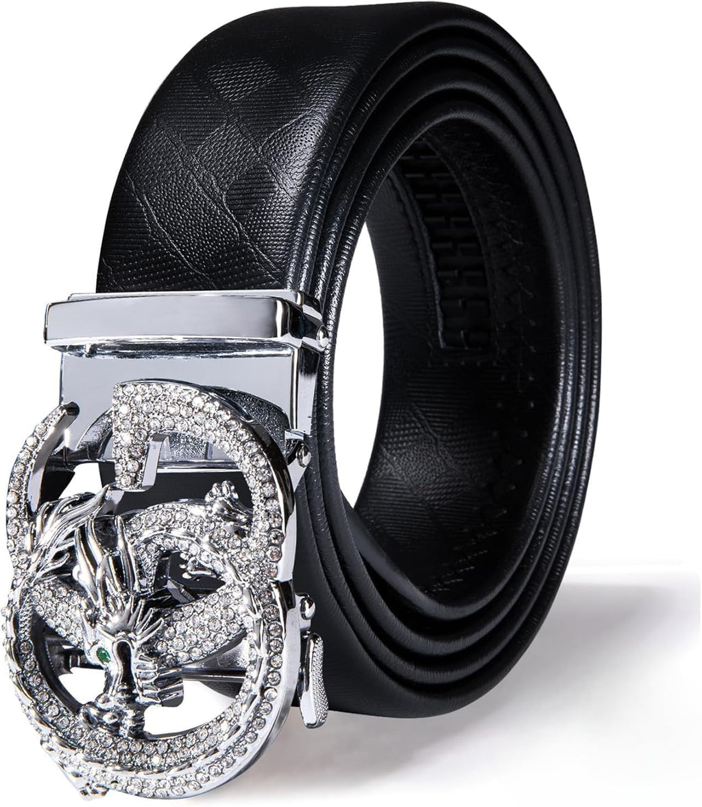 Designer 1 3/8' Genuine Leather Belt Men Business Animal Ratchet Automatic Executive Classic Gift
