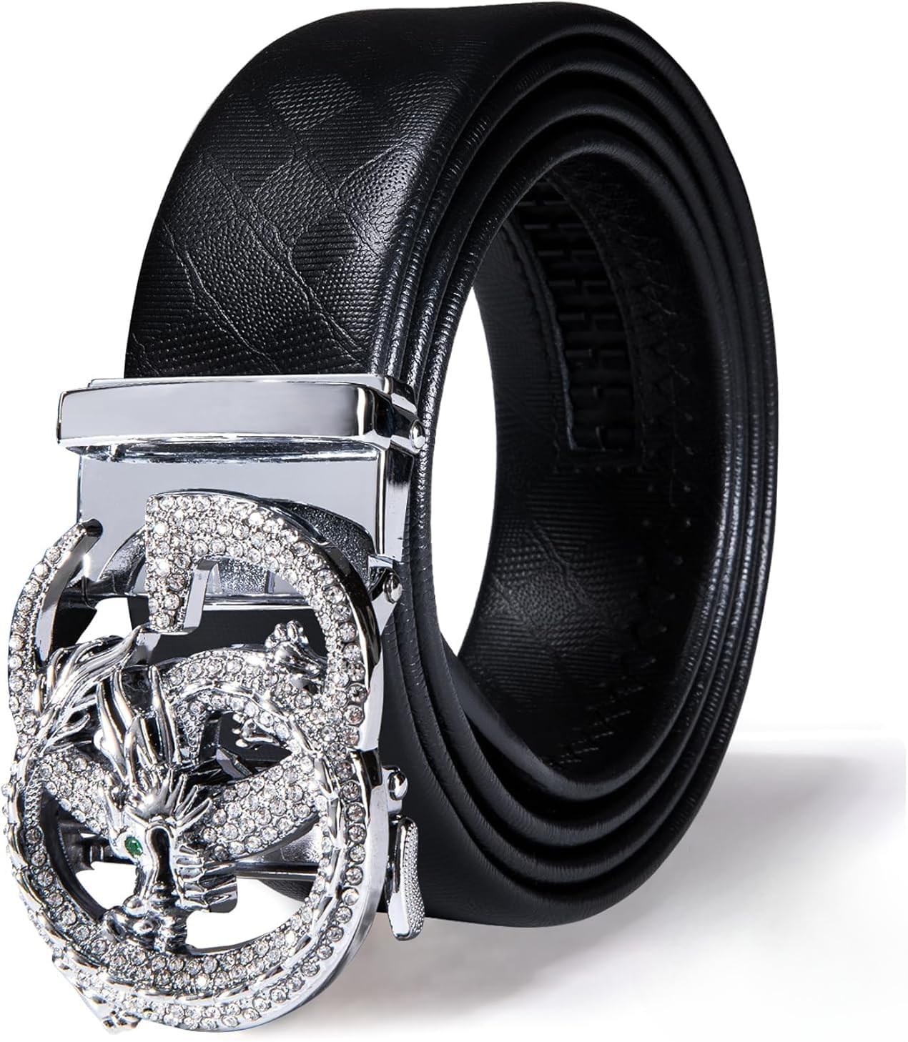 Designer 1 3/8' Genuine Leather Belt Men Business Animal Ratchet Automatic Executive Classic Gift