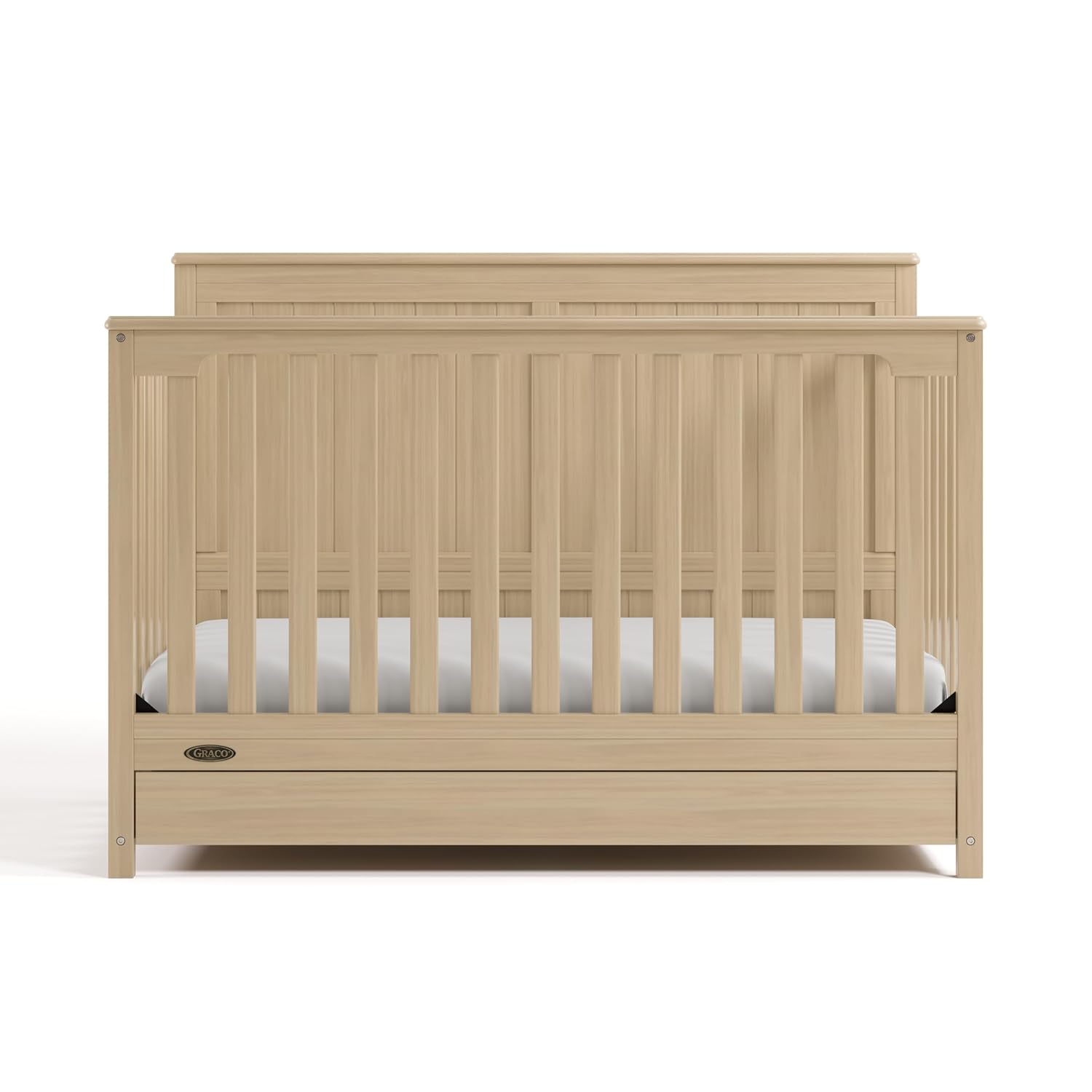Graco Hadley 5-in-1 Convertible Crib with Drawer – GREENGUARD Gold Certified, Fits Standard Crib Mattress, Converts to Toddler Bed, Daybed and Full Bed, 4 Adjustable Mattress Heights (Driftwood)