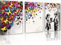 Novatique Banksy Street Wall Art Graffiti Canvas Wall Art Colorful Painting Wall Decor Graffiti Art Butterfly Posters for Living Room Bedroom,24' x 36' x 3pcs