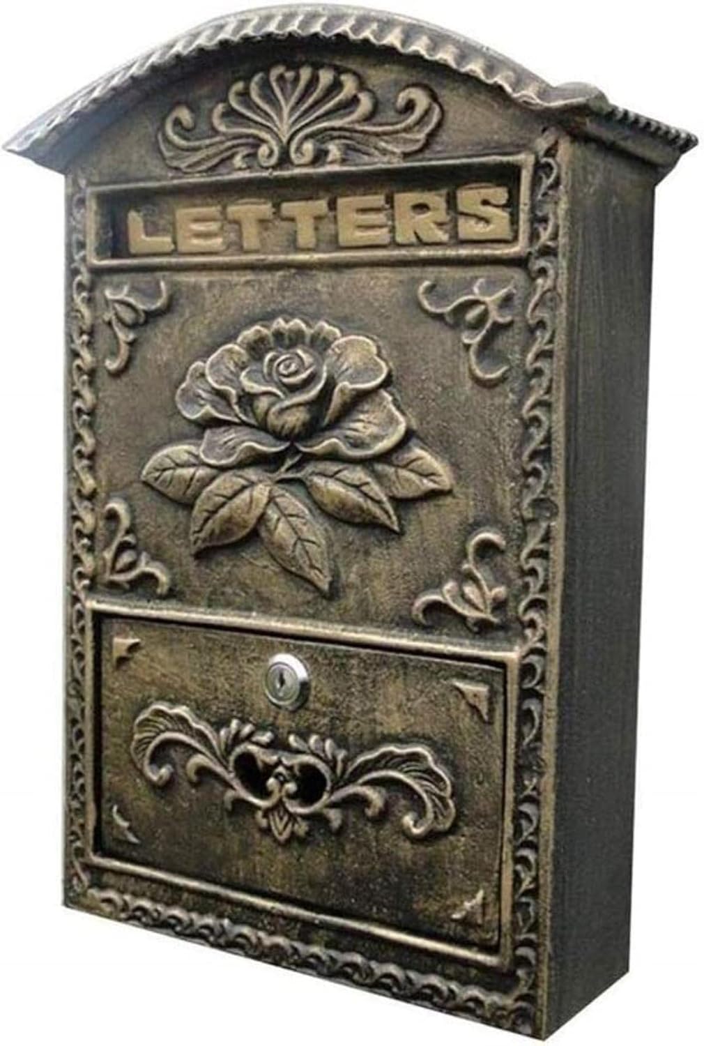 Outdoor Mailbox, Creative Wall-Mounted Creative Newspaper Box with Lock, Retro Mailbox, Rainproof Postbox