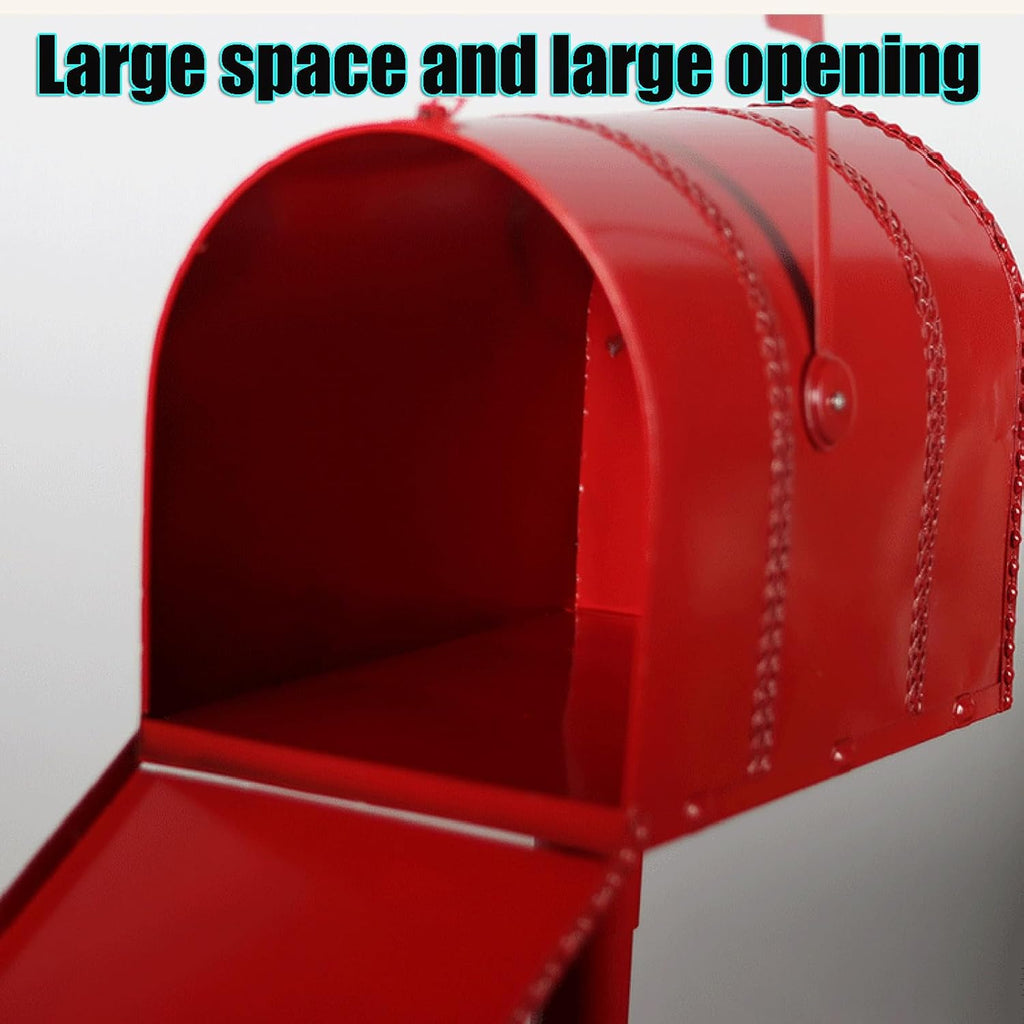 Handmade Iron Mailbox Outdoor Rainproof Mailboxes Flip-top Send Opening Full-Open Door Design Vertical Parcel Boxes with Rod
