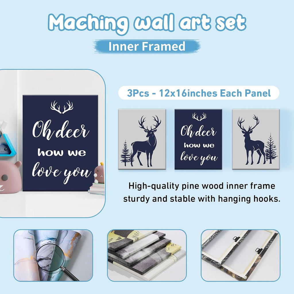 Dyoart Personalized Baby Bedding Set - 5 Piece Custom Baby Crib Set with Name, Double Layer Nursery Bedding Set for Boys Girls, Woodland Deer Crib Bedding Set, Gift for Toddler Infant New Parents
