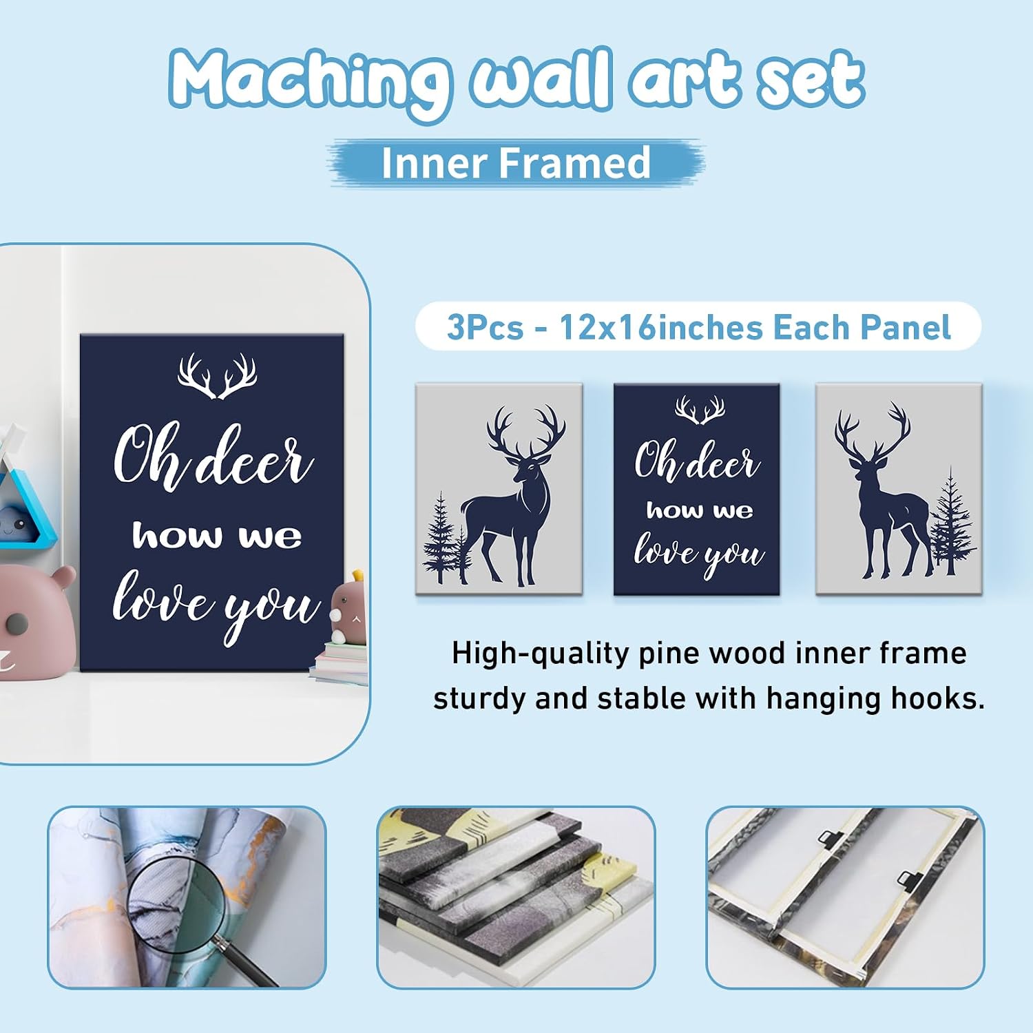 Dyoart Personalized Baby Bedding Set - 5 Piece Custom Baby Crib Set with Name, Double Layer Nursery Bedding Set for Boys Girls, Woodland Deer Crib Bedding Set, Gift for Toddler Infant New Parents