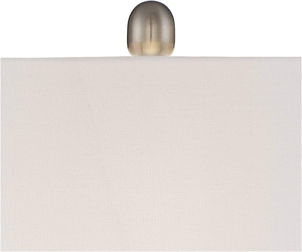 360 Lighting Roxie Modern 3-Way Table Lamps 31' Tall Set of 2 with Dimmers Brushed Nickel Off White Fabric Rectangular Shade for Bedroom Living Room House Bedside Nightstand Home