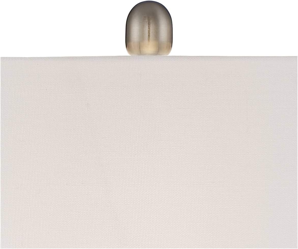 360 Lighting Roxie Modern 3-Way Table Lamps 31' Tall Set of 2 with Dimmers Brushed Nickel Off White Fabric Rectangular Shade for Bedroom Living Room House Bedside Nightstand Home