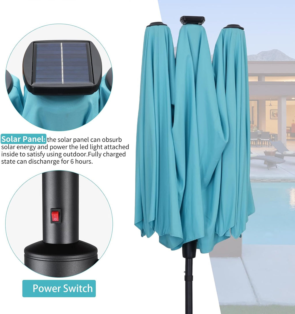 GDY 13FT Rectangular Patio Umbrella Ultimate Sun Protection & Easy Crank for Deck, Garden, Pool, Beach