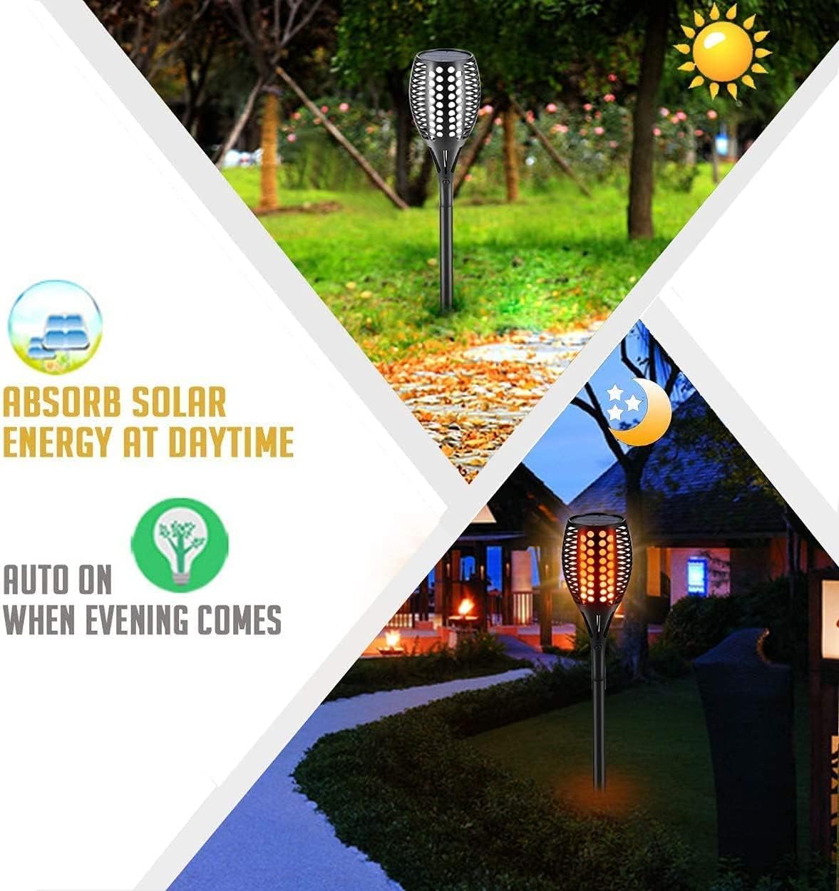 Aityvert Upgraded Large Solar Torch Lights, 43' Waterproof Outdoor 96 LED Dancing Flames Lights, Flickering Flames Garden Lights, Auto On/Off Landscape Decoration Pathway Patio Driveway Lighting (8)
