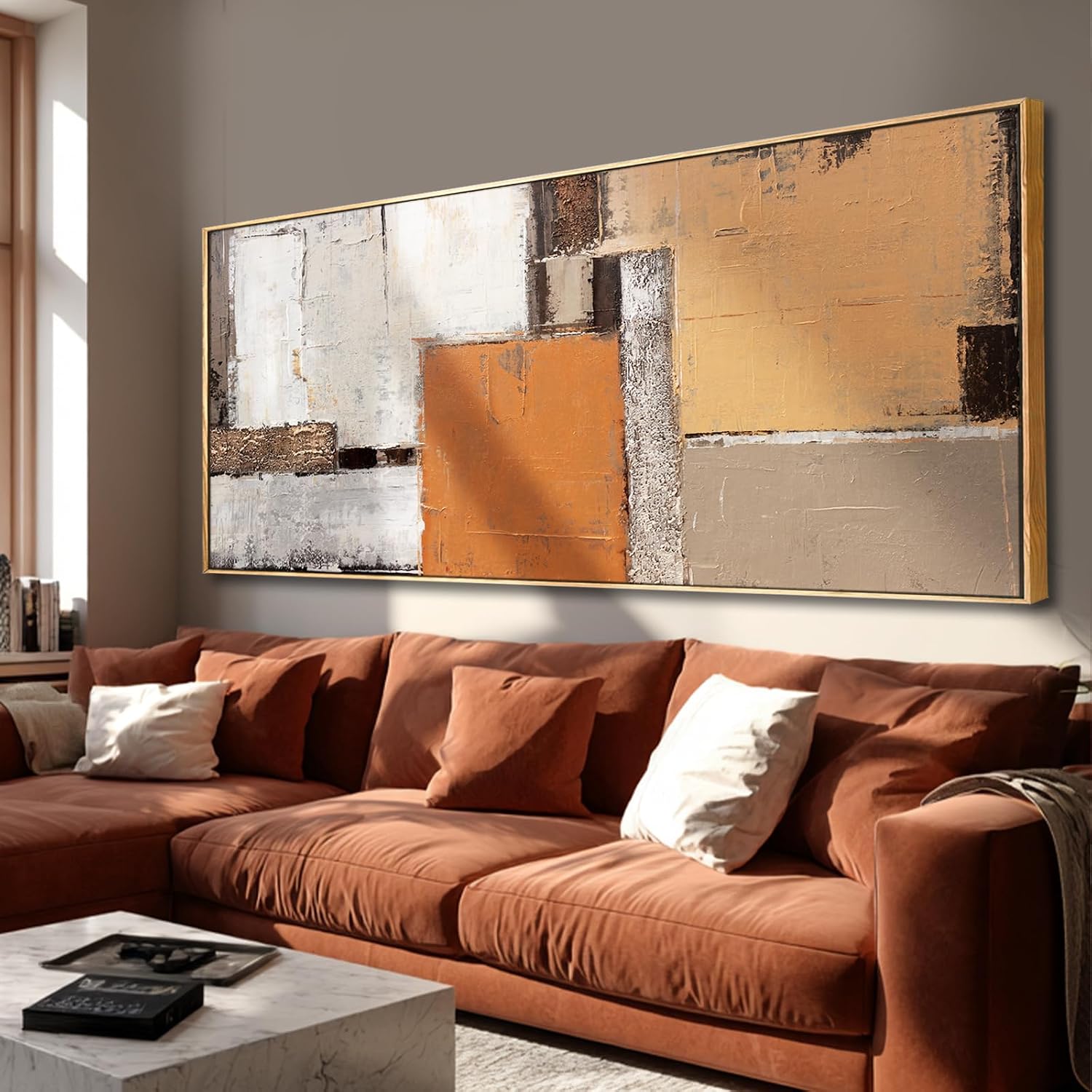 Artexist Modern Wood Wall Decor Geometric Wall Art Abstract Decorative Painting 32'x70' Large Pictures for Bedroom Decorations for Office