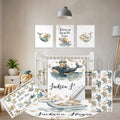 Terwex Personalized Baby Bedding Set - 5 Pcs Custom Infants Bedding Set with Infant Name - Double Layer Nursery Crib Set for Girls Boys - Customized Gifts for Toddler Baby Shower - Whales and Bears